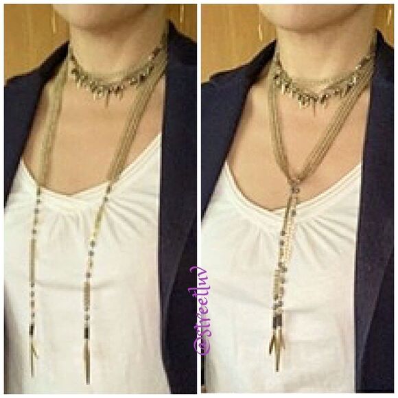 stella & dot ~ laurel lariat ~ grayish black pearls & gold beads versati… - Picture 7 of 13